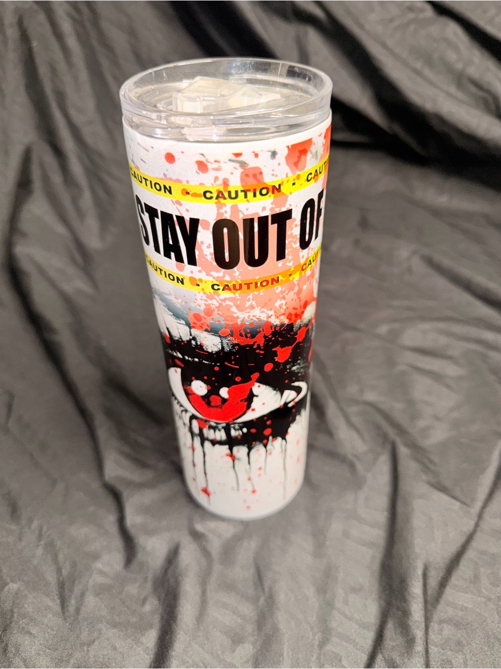 Stay Out Of My Crime Scene- White Red Black Caution Travel Tumbler